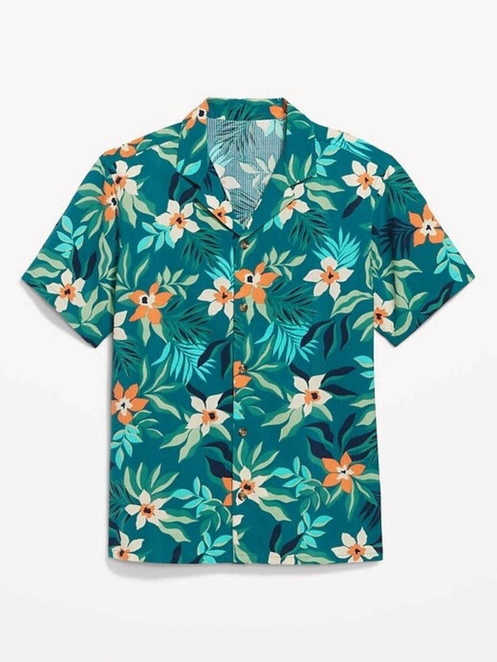 Old Navy Teal Tropical Floral Camp Shirt